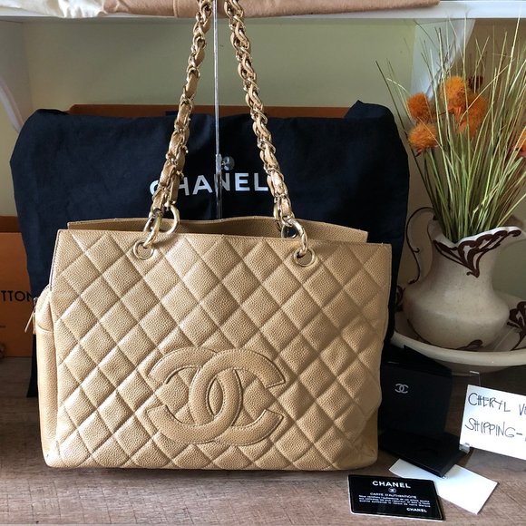 CHANEL Handbags - Caviar Quilted Grand Timeless Tote GTT Beige